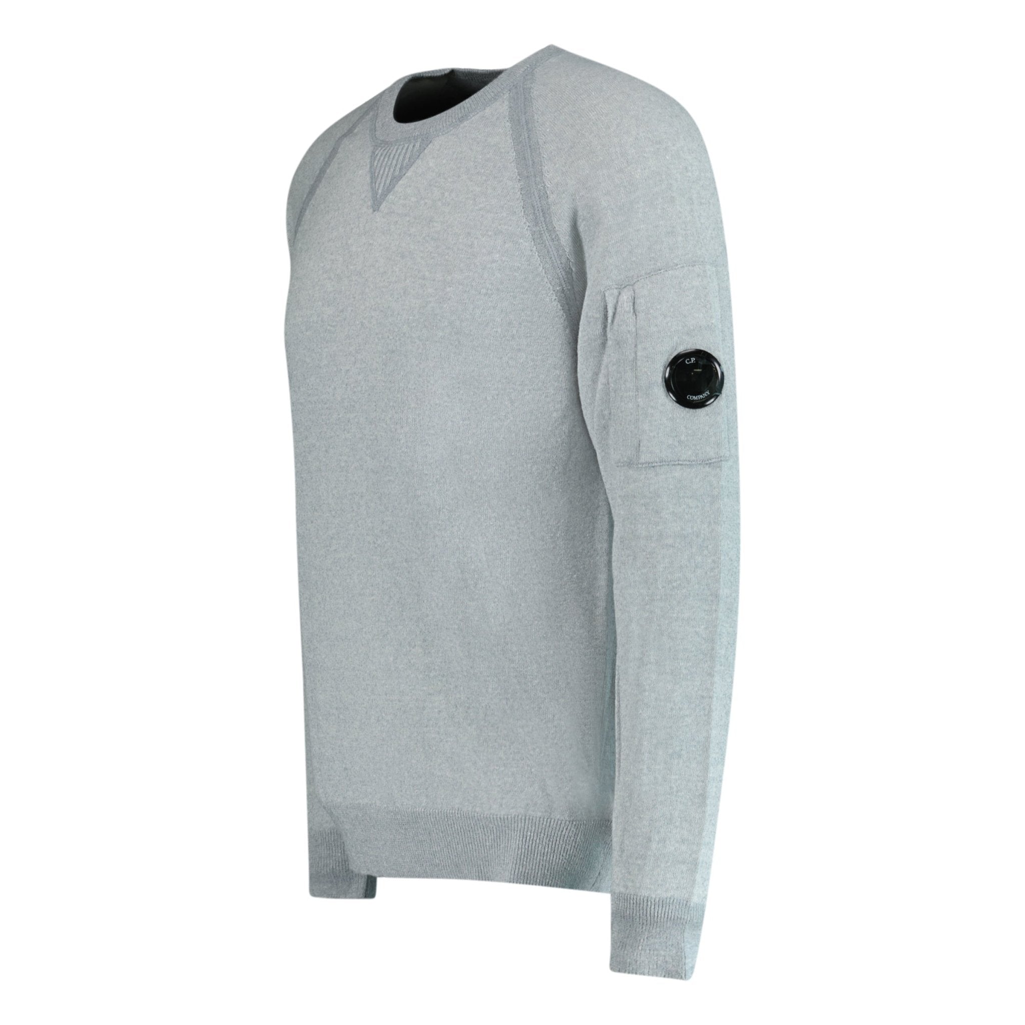 CP Company Knit Arm Lens Sweatshirt Grey