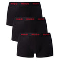 Hugo Boss Hugo 3 Pack Cotton Stretch Trunks Black & Red