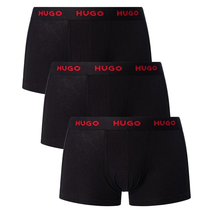 Hugo Boss Hugo 3 Pack Cotton Stretch Trunks Black & Red