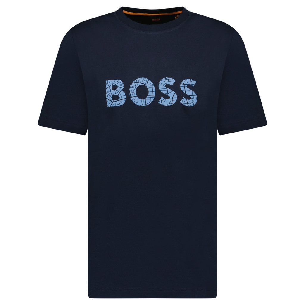 Hugo Boss Blue Rubberised Logo T-Shirt Navy