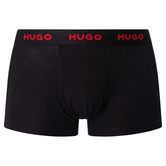 Hugo Boss Hugo 3 Pack Cotton Stretch Trunks Black & Red