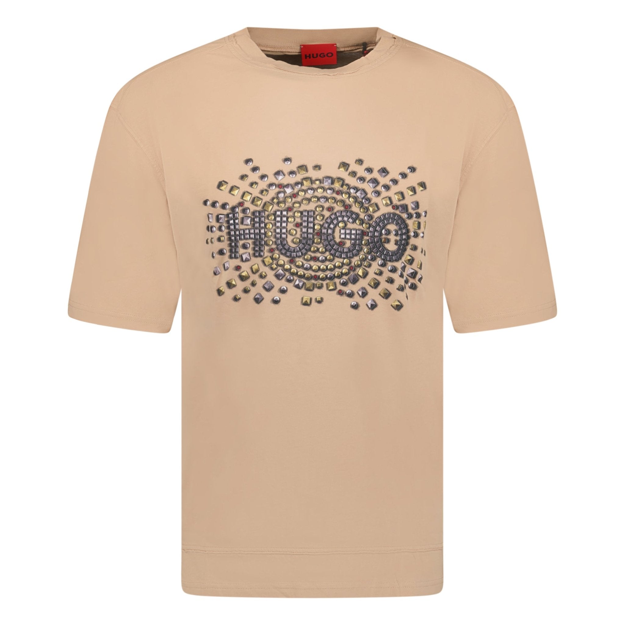 Hugo Boss Studded Logo Cotton-Jersey T-Shirt Brown