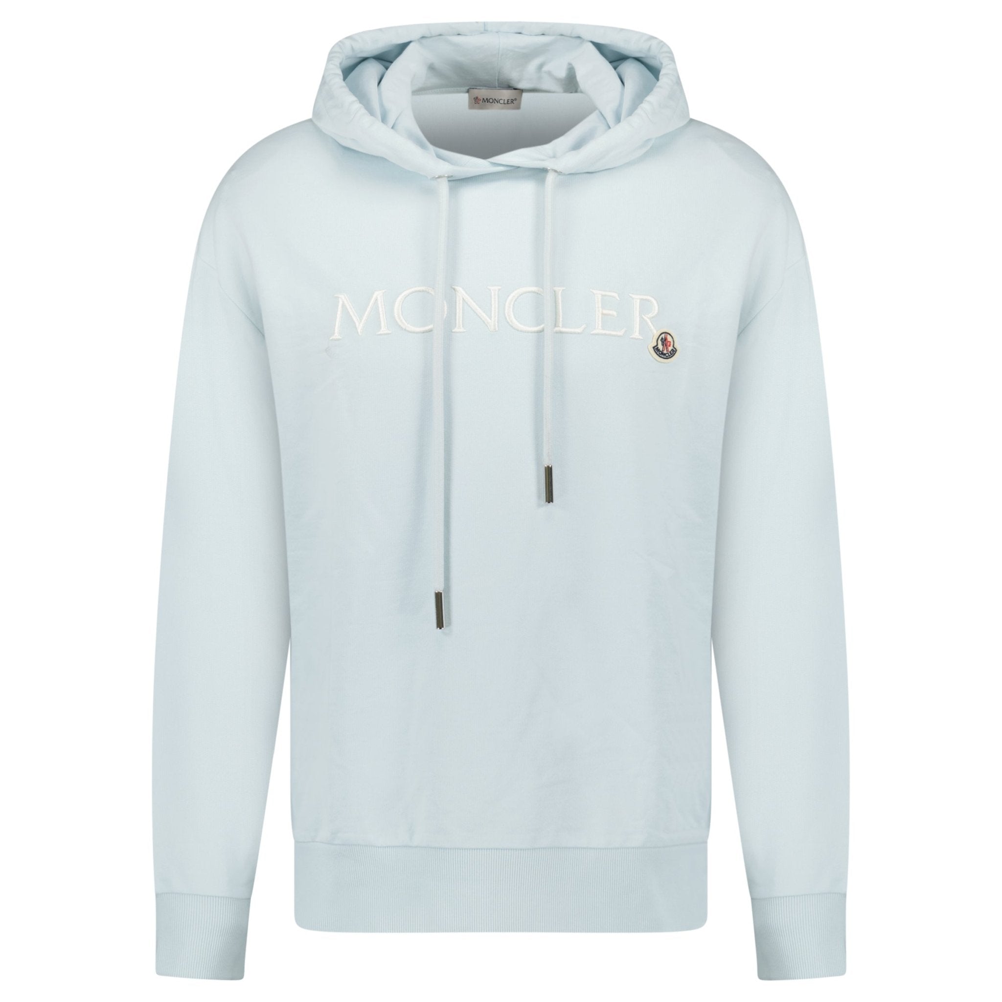Moncler Embroidered Logo Hoodie in Light Blue