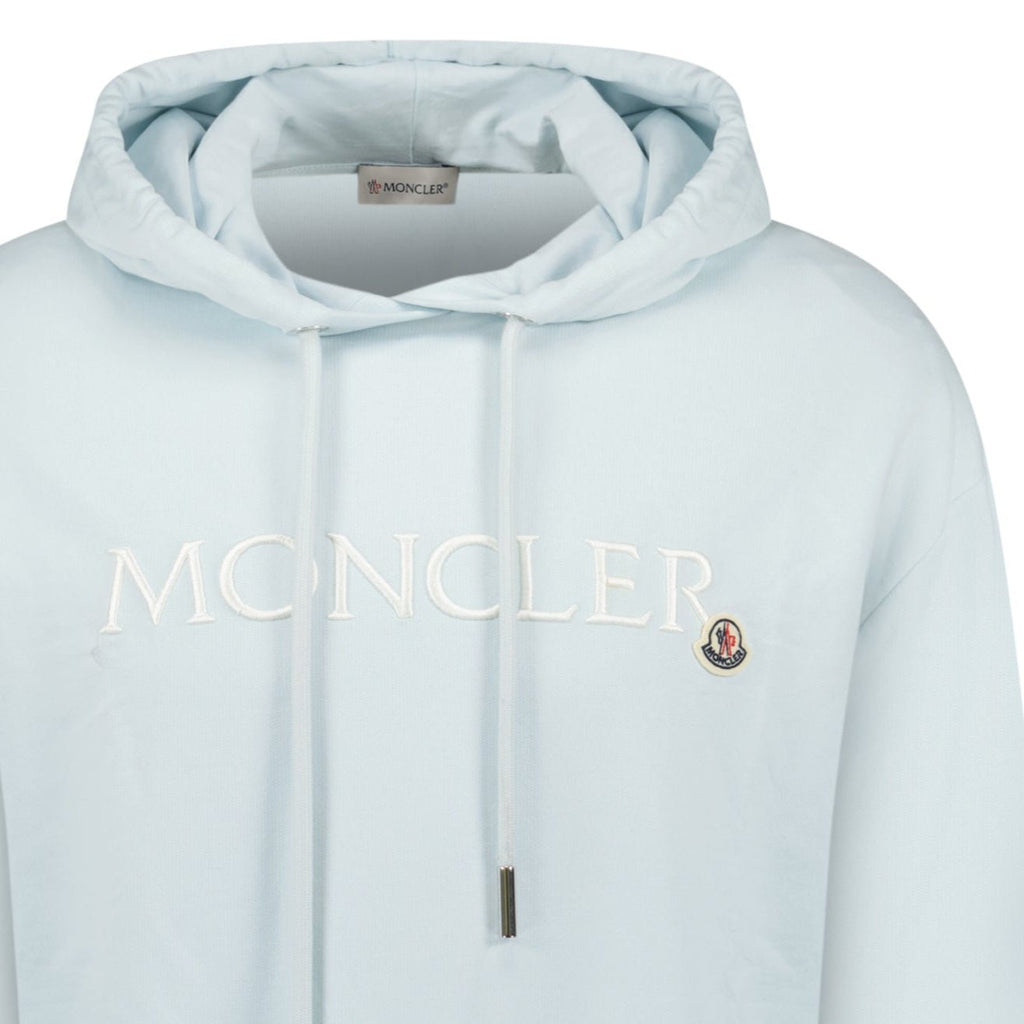 Moncler Embroidered Logo Hoodie in Light Blue