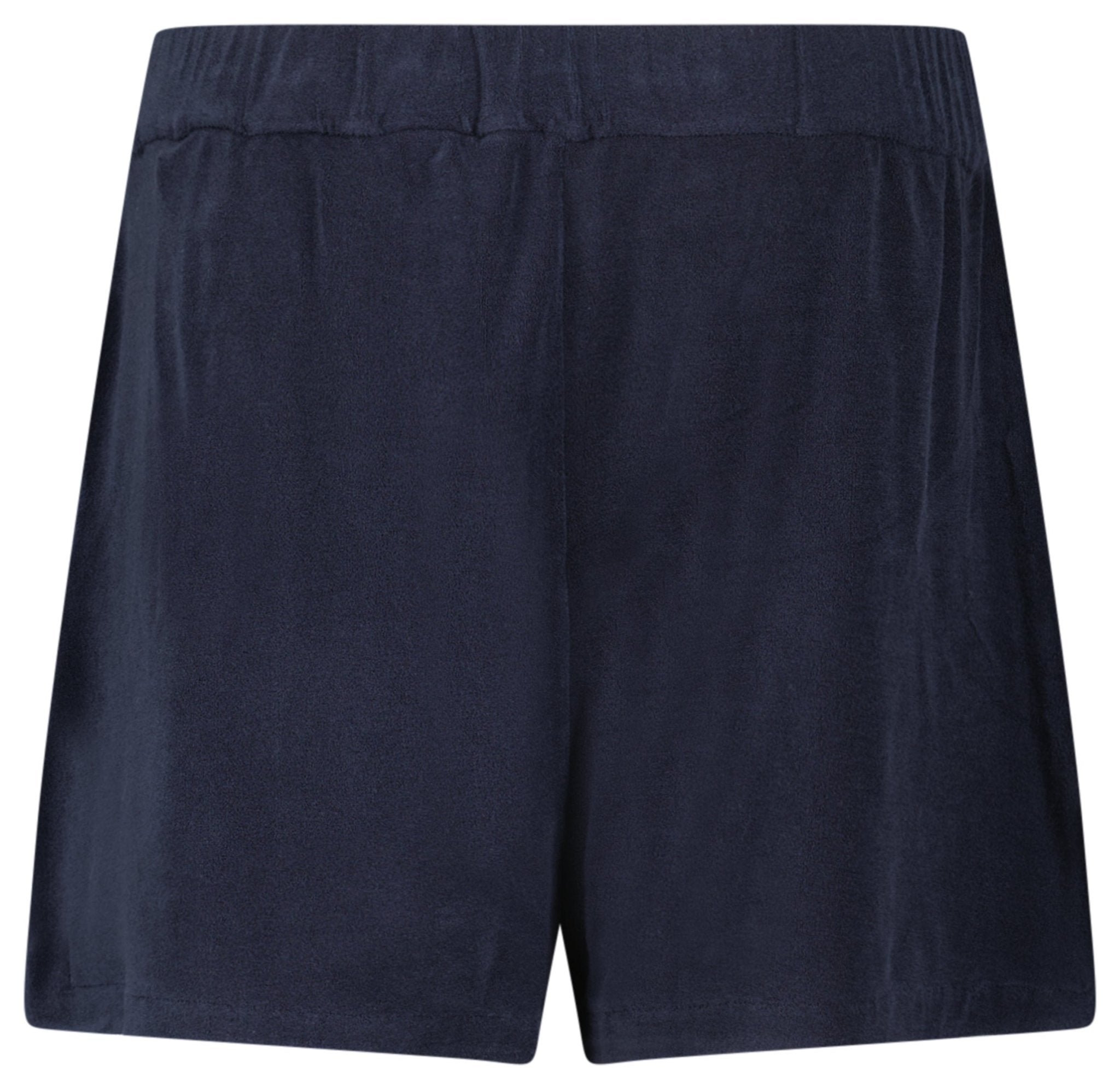 Moncler Logo-Patch Velour Shorts in Navy