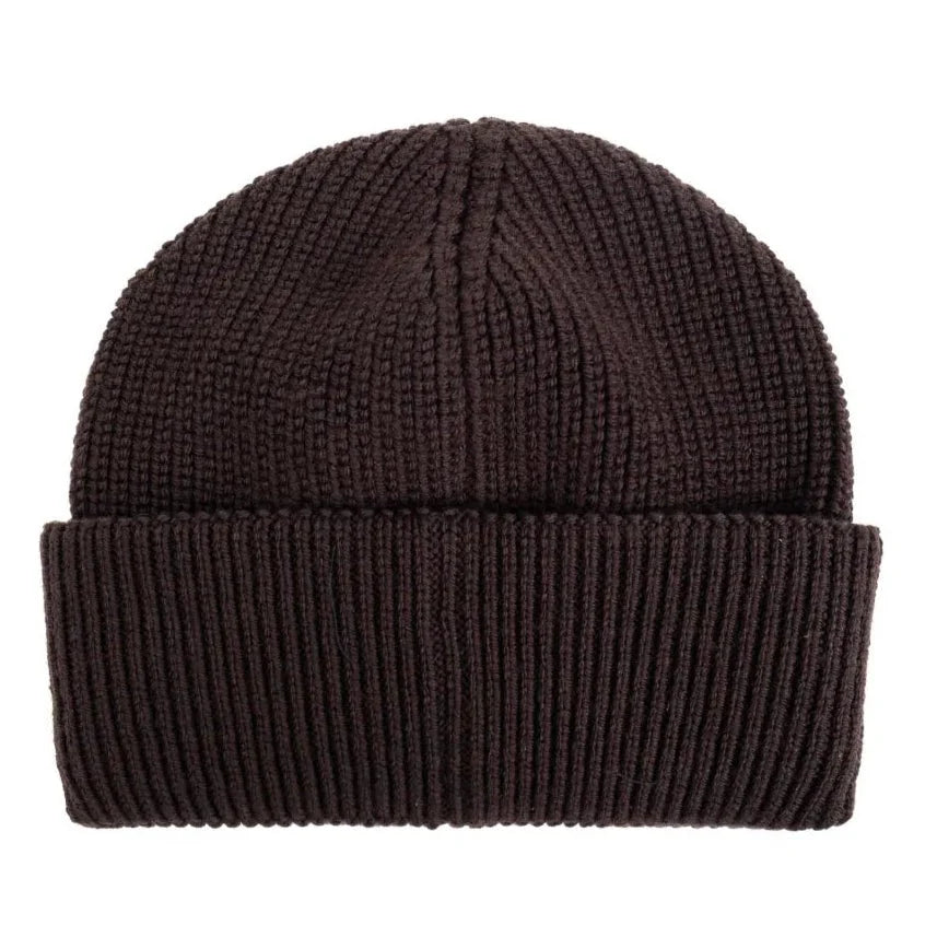 Moncler Logo-Patch Wool Beanie in Brown