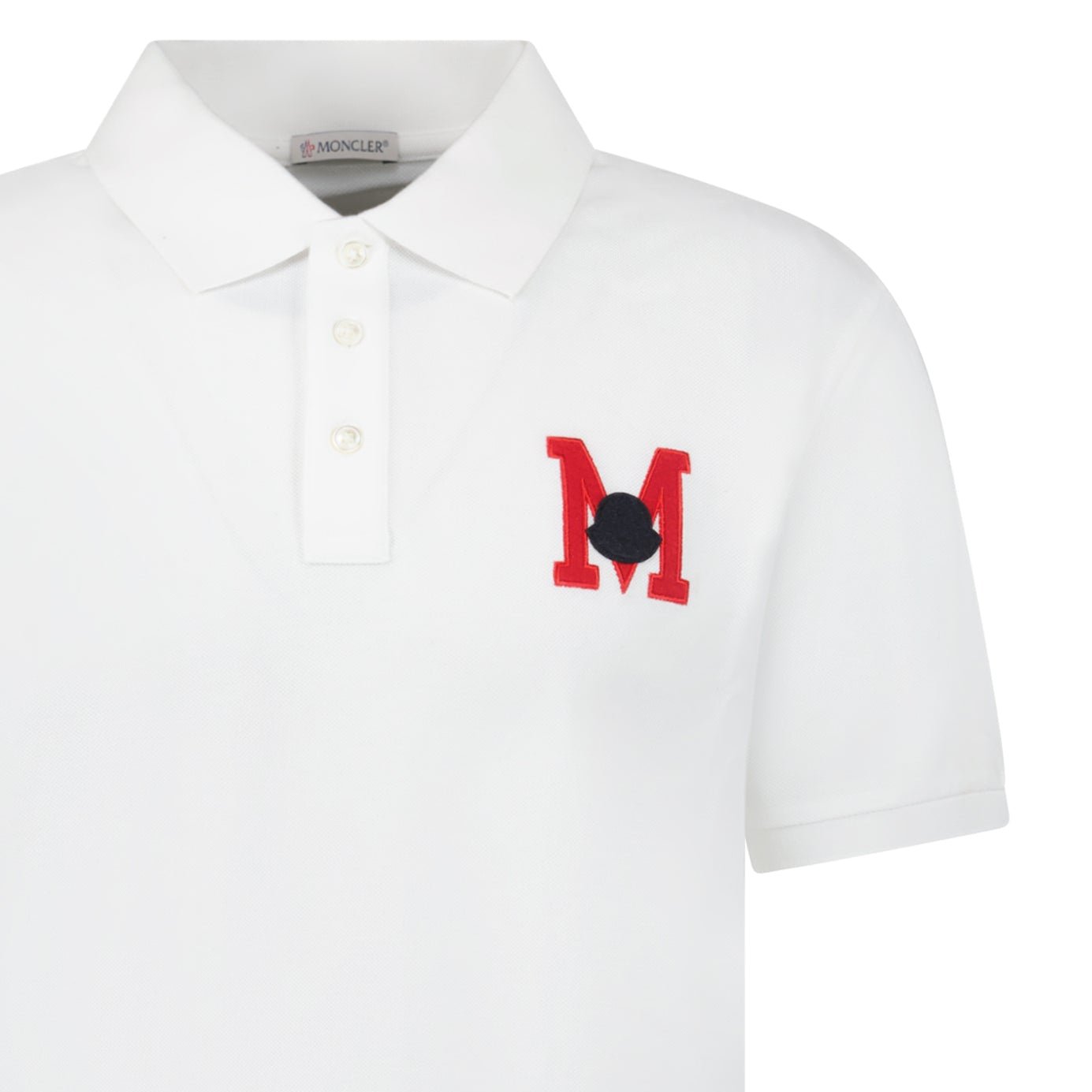 Moncler Embroidered Monogram Polo Shirt in White