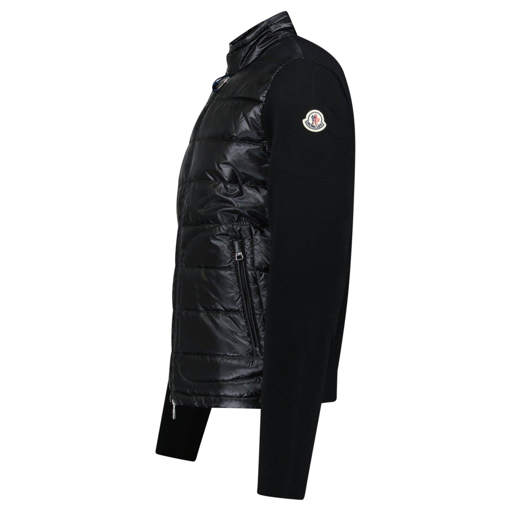 Moncler Padded Wool Zip-Up Cardigan Black