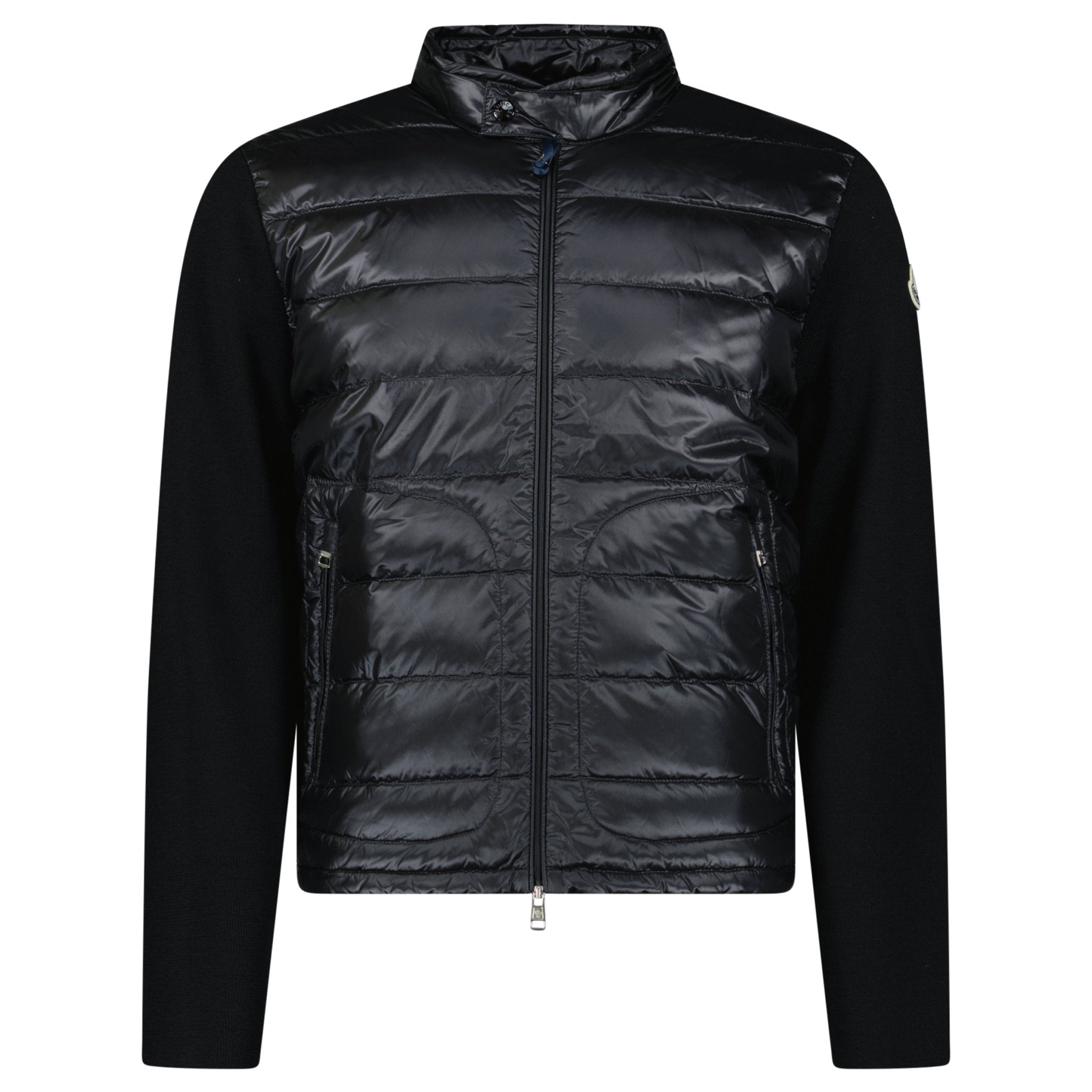 Moncler Padded Wool Zip-Up Cardigan Black