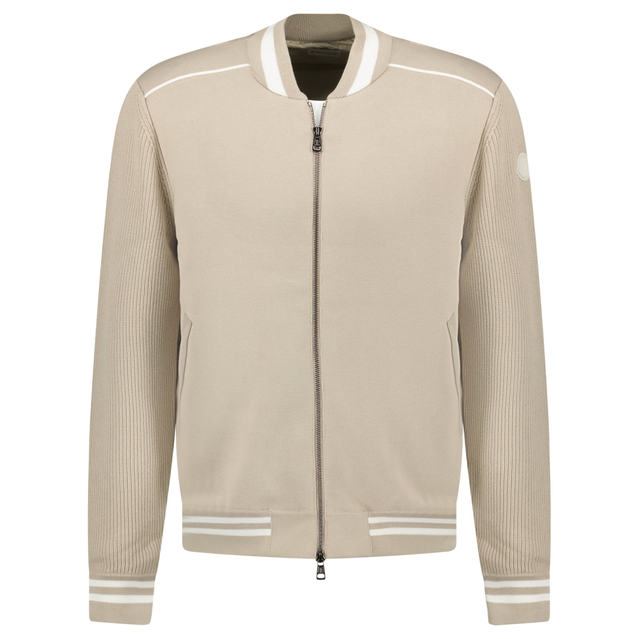 Moncler Padded Zip-Up Cardigan Jacket in Beige