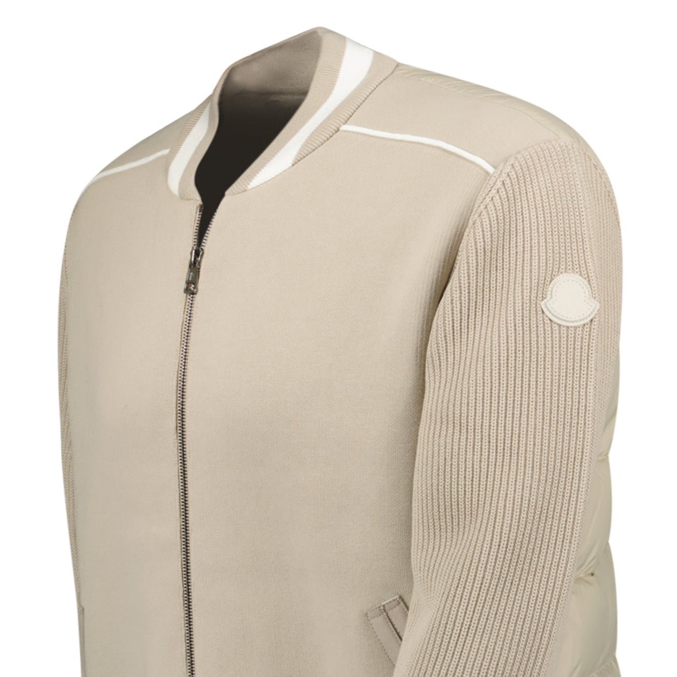 Moncler Padded Zip-Up Cardigan Jacket in Beige
