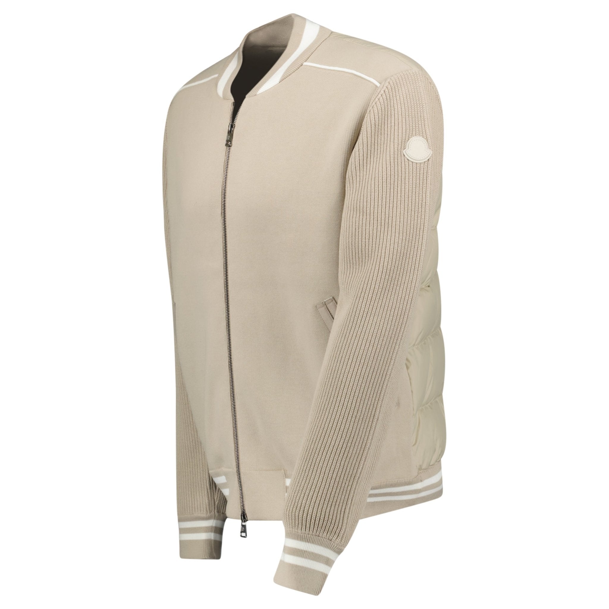 Moncler Padded Zip-Up Cardigan Jacket in Beige