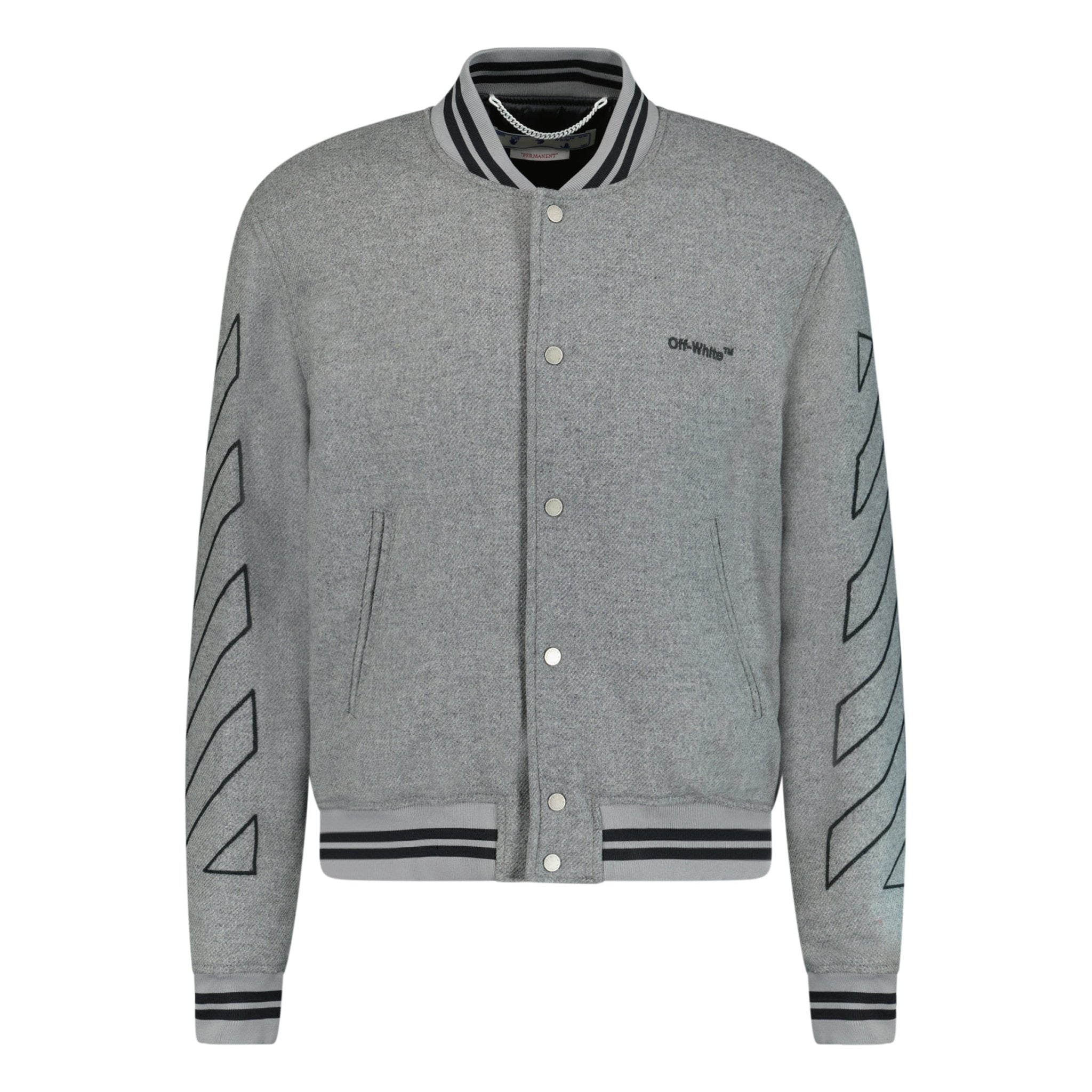Off-White Diagonal Outline Varsity Jacket Grey