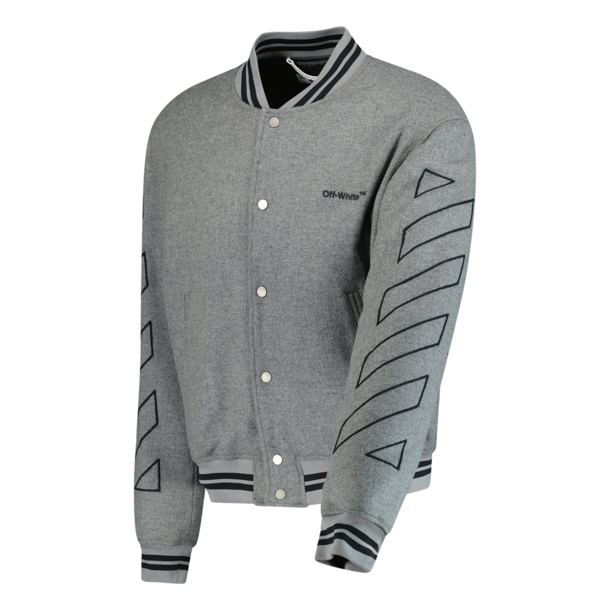 Off-White Diagonal Outline Varsity Jacket Grey