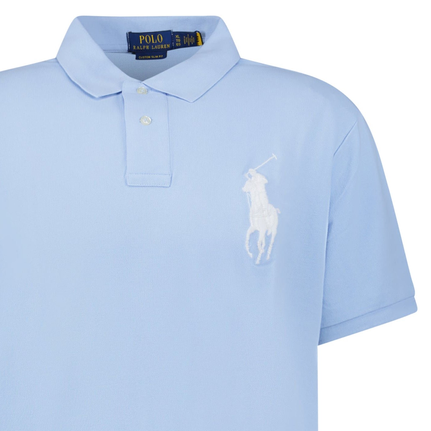 Polo Ralph Lauren Big Pony Mesh Custom Slim Fit Polo Shirt in Light Blue