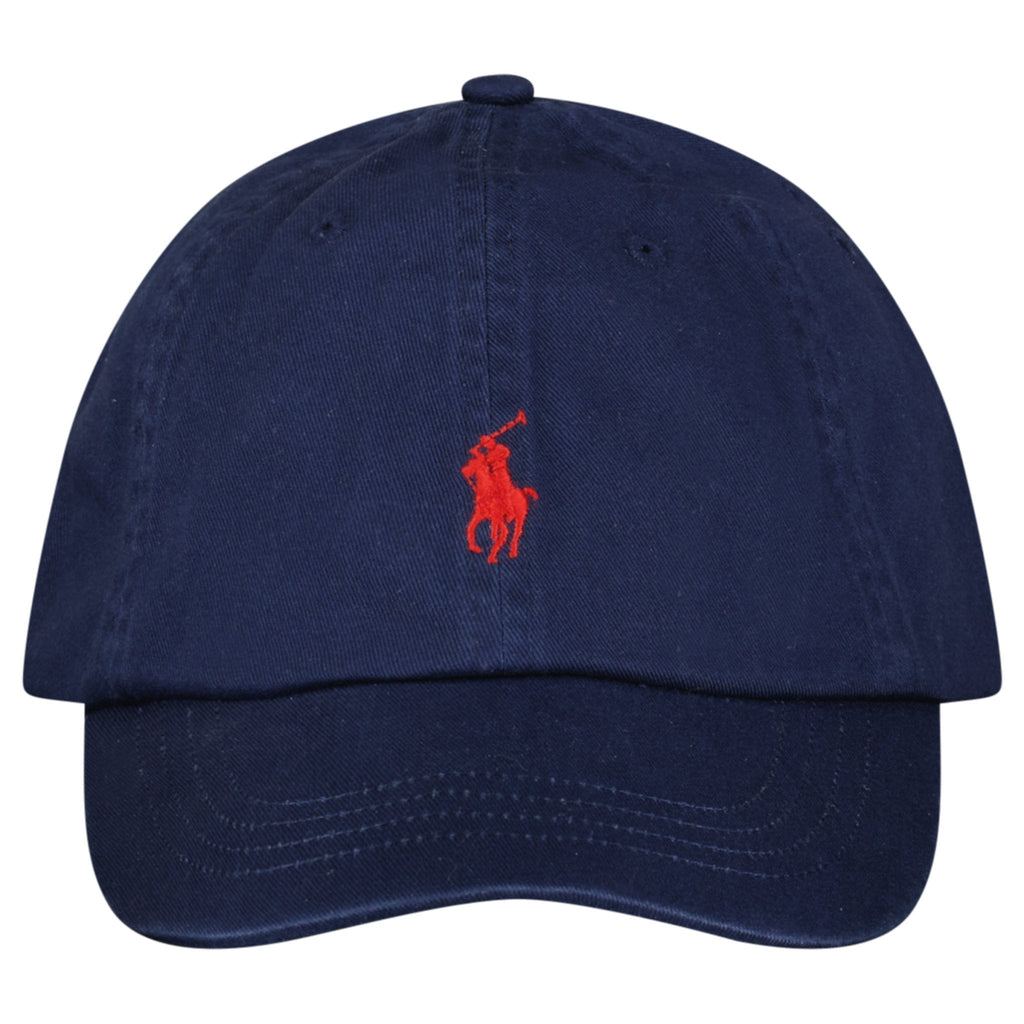 Polo Ralph Lauren Cotton Chino Baseball Cap in Navy with Red Logo