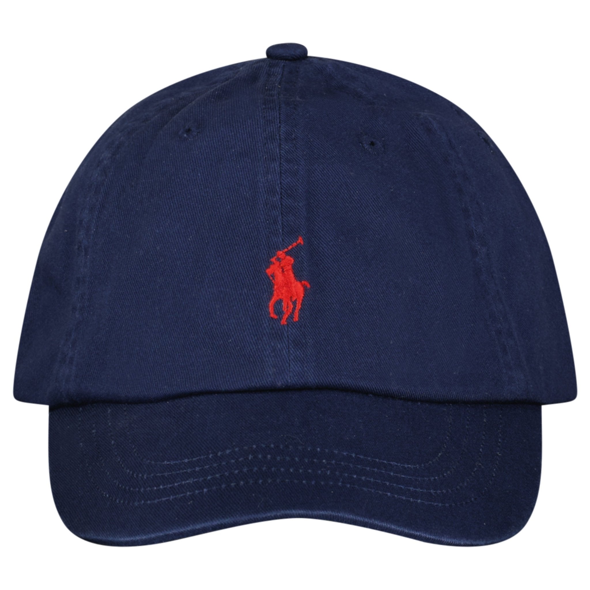 Polo Ralph Lauren Cotton Chino Baseball Cap in Navy with Red Logo