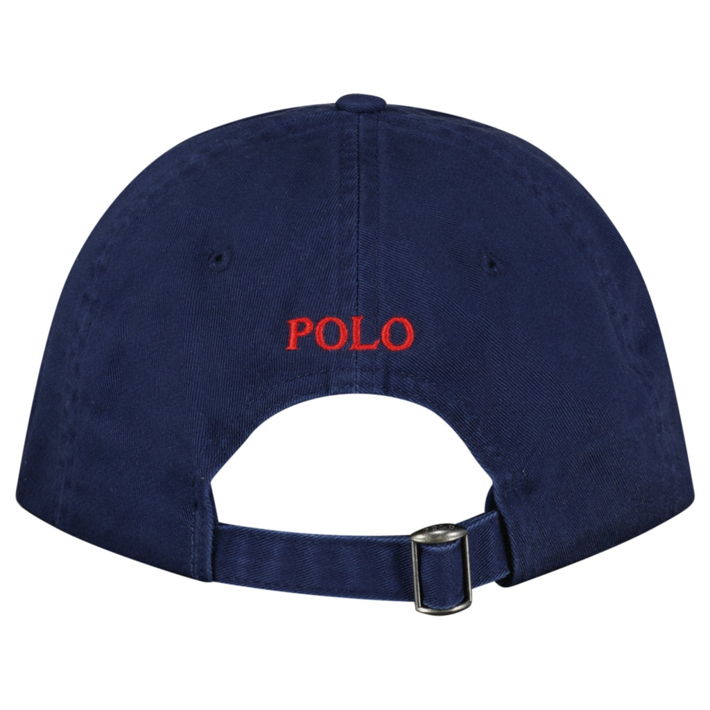 Polo Ralph Lauren Cotton Chino Baseball Cap in Navy with Red Logo