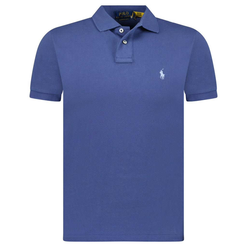 Polo Ralph Lauren Cotton Mesh Custom Fit Polo Shirt in Light Navy