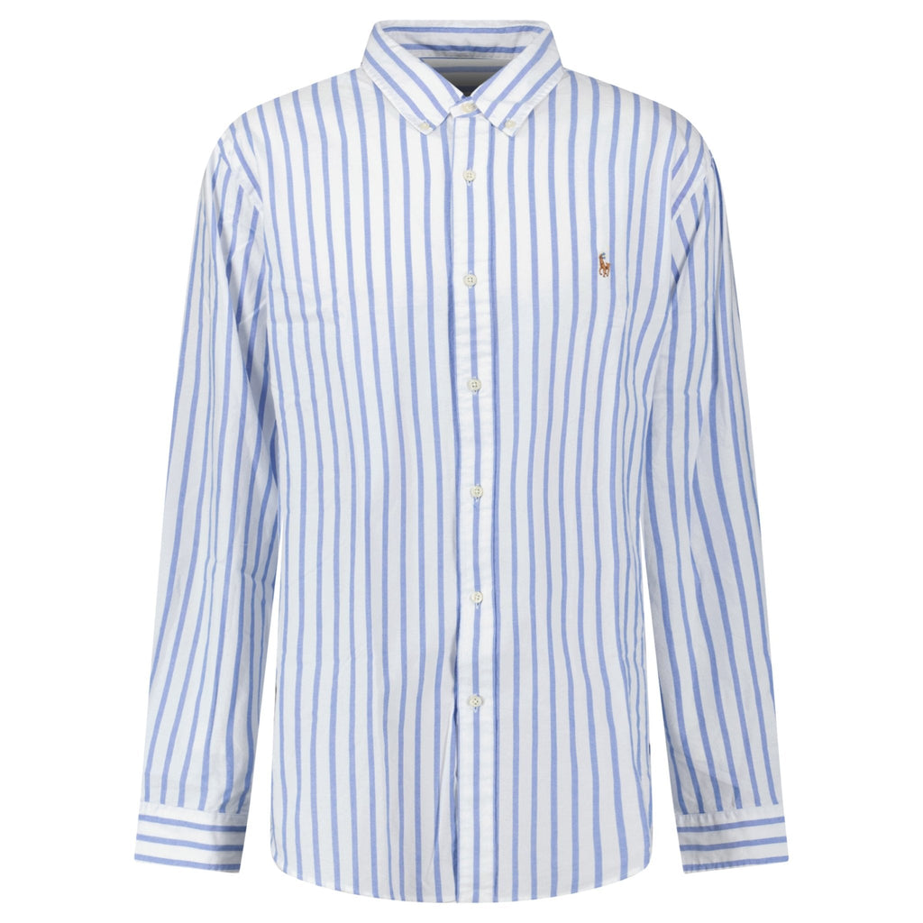 Polo Ralph Lauren Custom Fit Stripe Oxford Shirt in Blue/White
