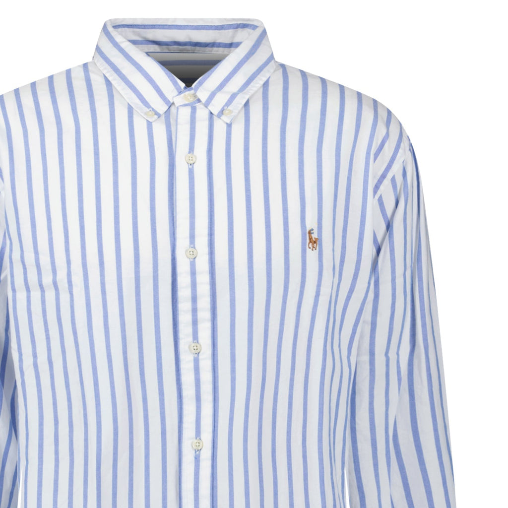 Polo Ralph Lauren Custom Fit Stripe Oxford Shirt in Blue/White
