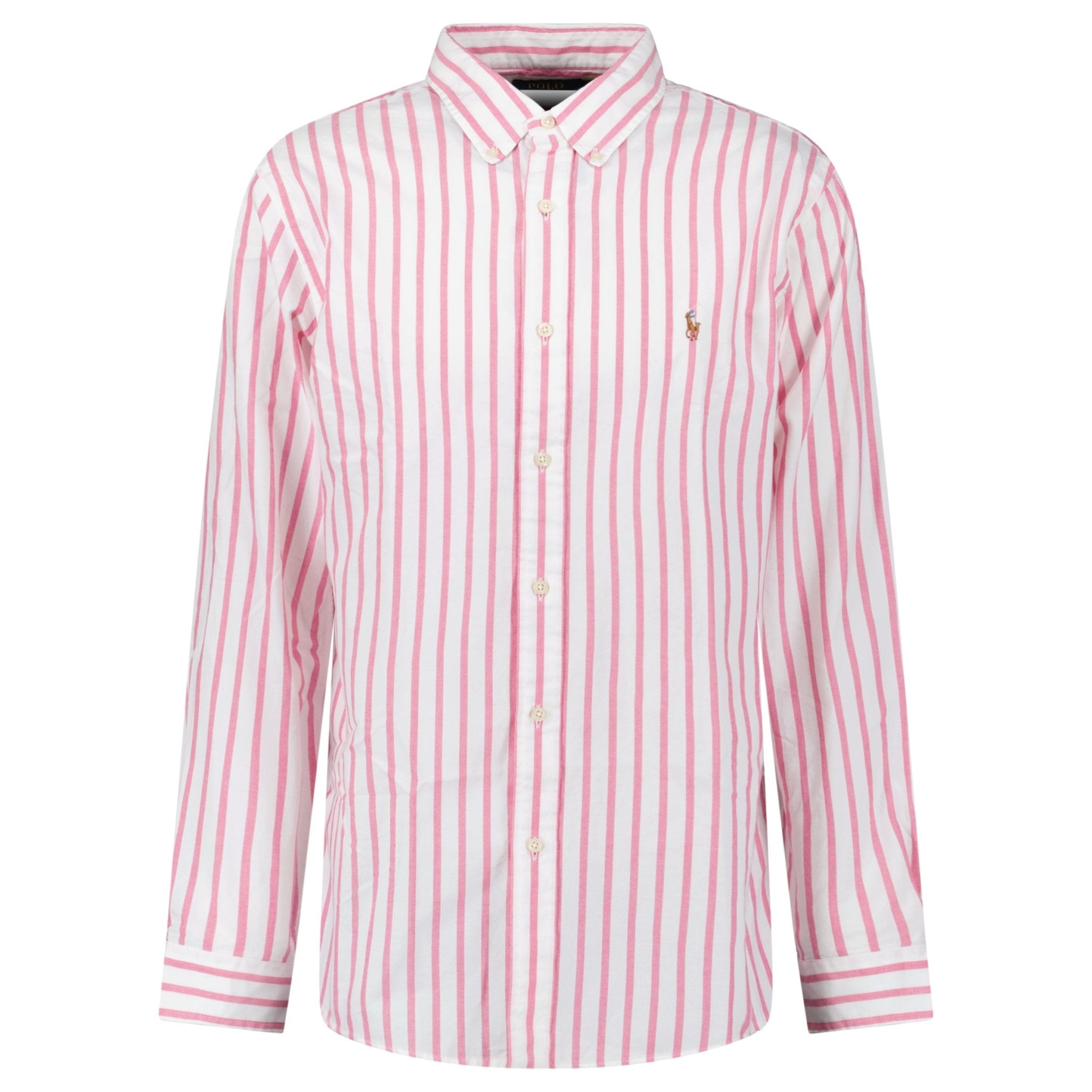 Polo Ralph Lauren Custom Fit Stripe Oxford Shirt in Pink/White