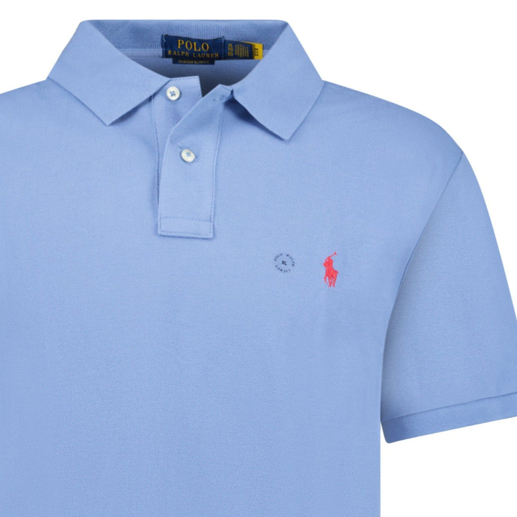 Polo Ralph Lauren Custom Slim Fit Mesh Polo Shirt in Campus Blue