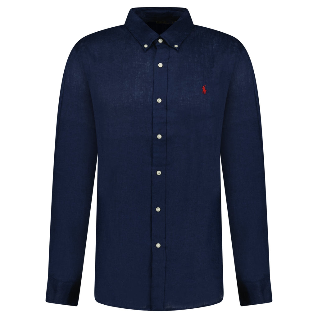 Polo Ralph Lauren Slim Fit Linen Shirt in Newport Navy
