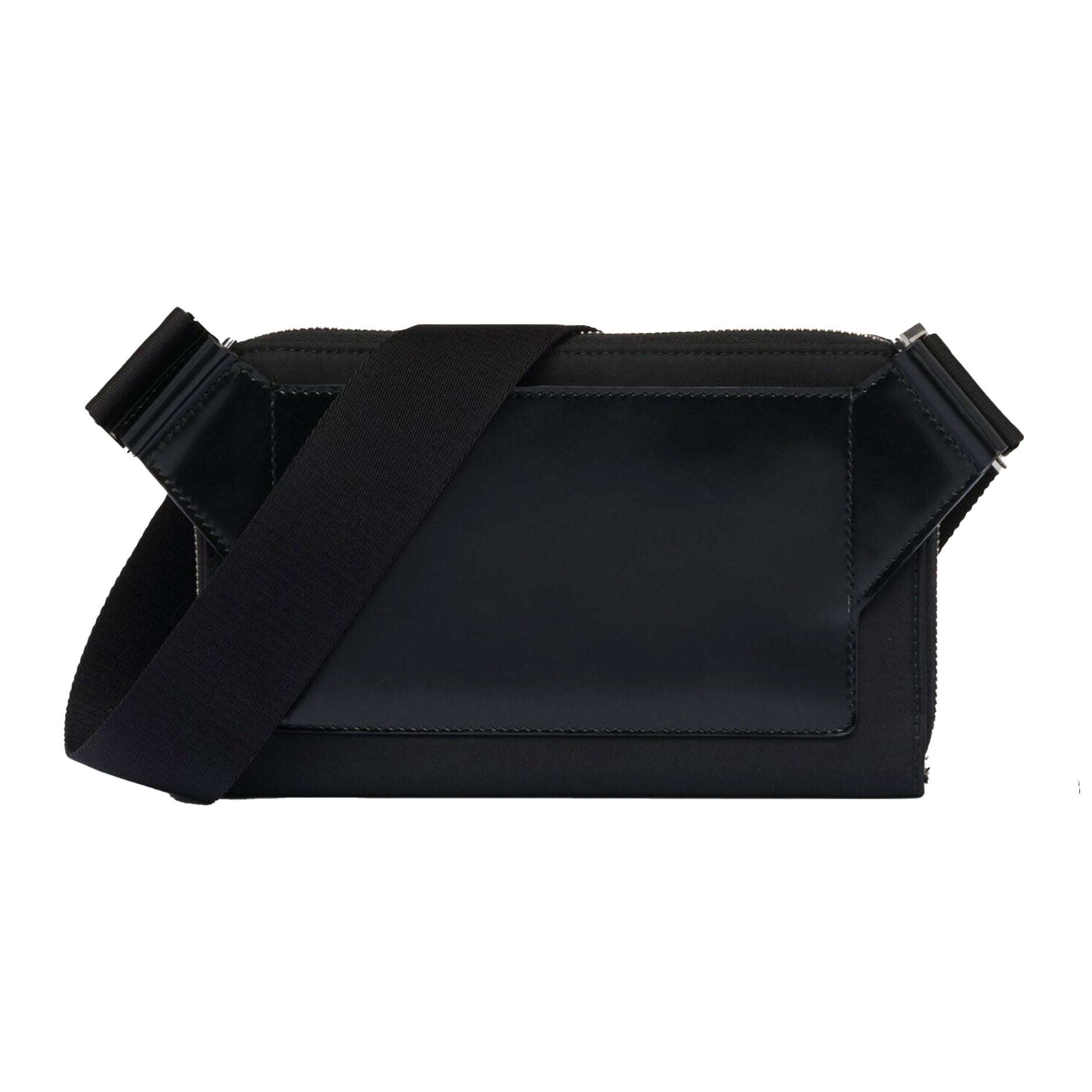 Prada Metal Logo Leather Belt Bag Black