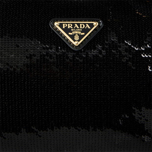 Prada Prada Re-Edition Re-Nylon and Sequin Mini-Bag in Black