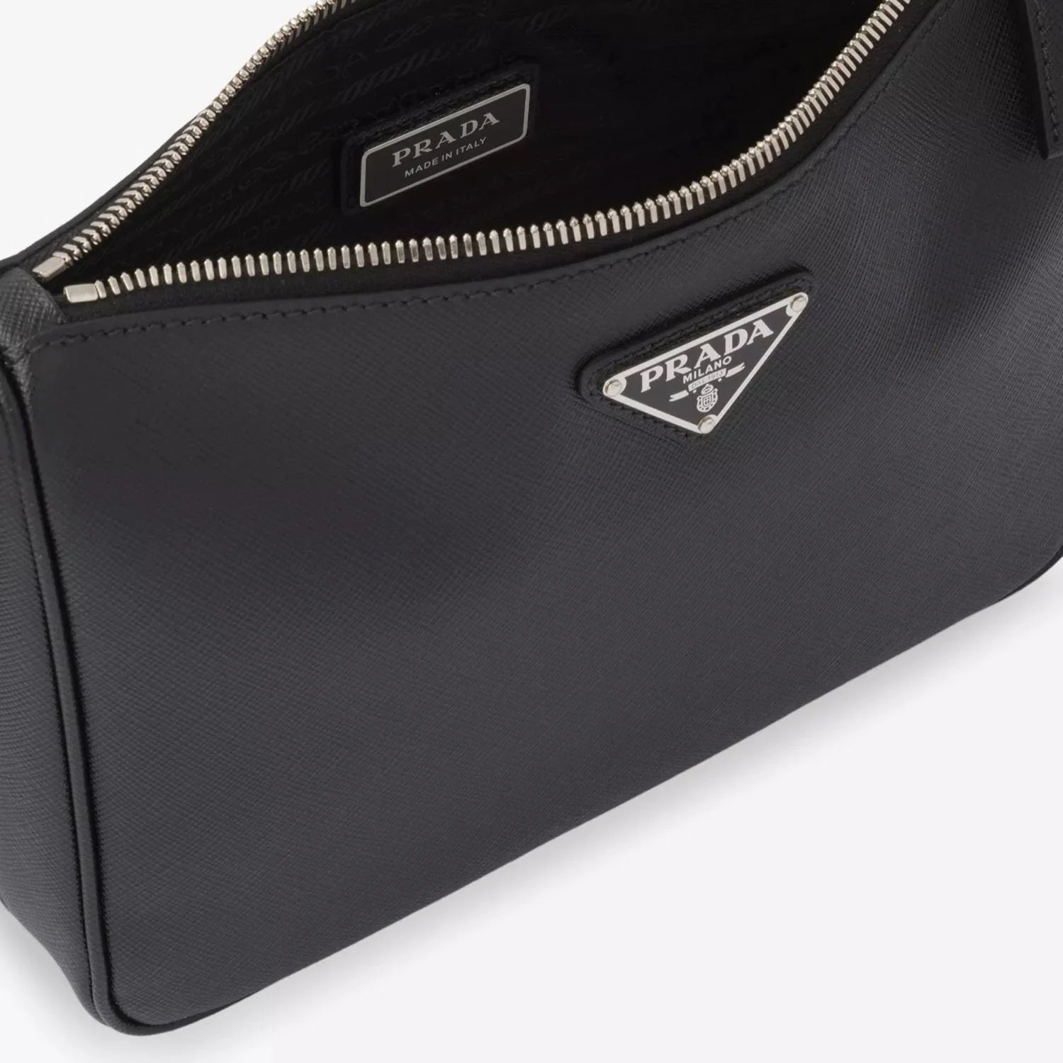 Prada Saffiano-Leather Shoulder Bag in Black