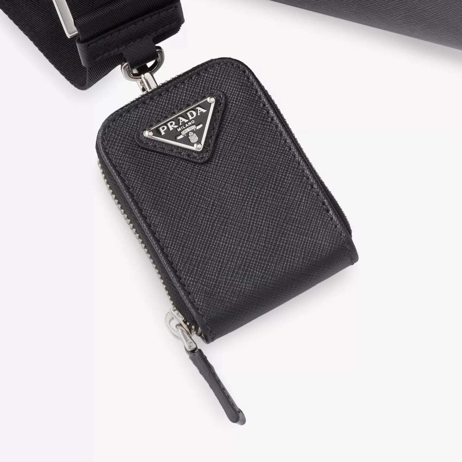 Prada Saffiano-Leather Shoulder Bag in Black