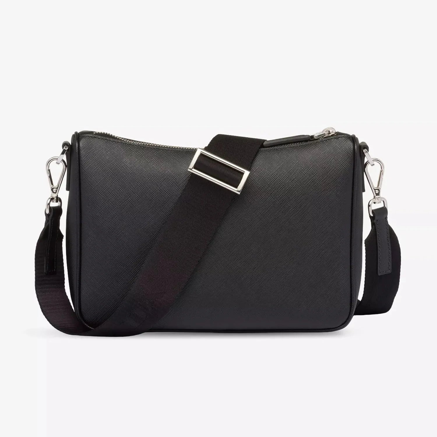 Prada Saffiano-Leather Shoulder Bag in Black