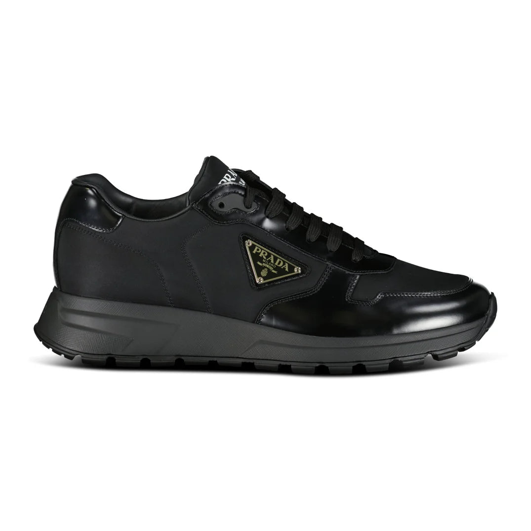 Prada Prax 01 Triangle Logo Leather Trainers Black
