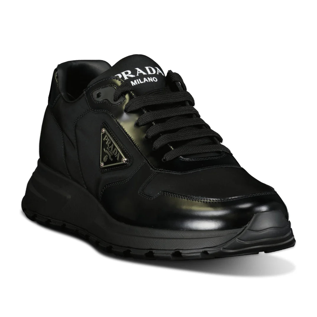 Prada Prax 01 Triangle Logo Leather Trainers Black