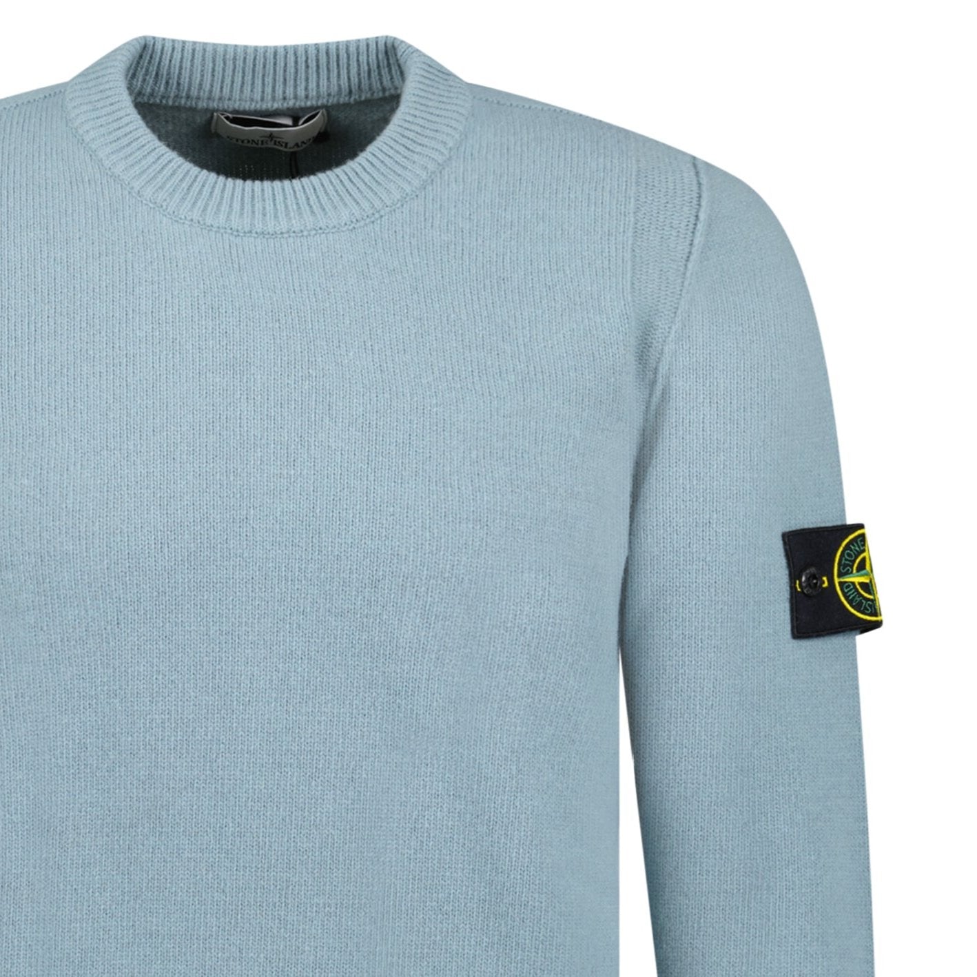 Stone Island Compass-Badge Knit Wool Jumper Green Grey