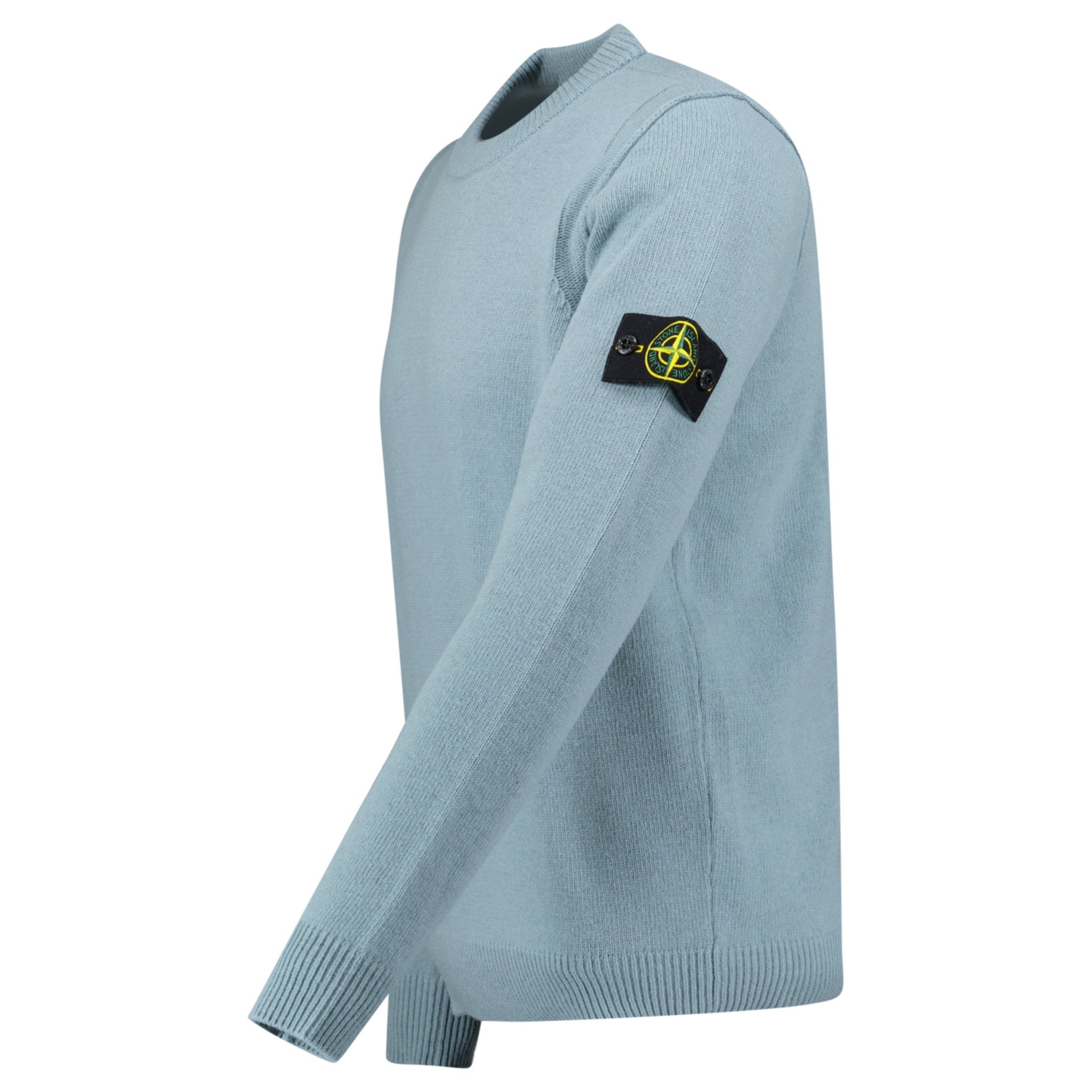 Stone Island Compass-Badge Knit Wool Jumper Green Grey