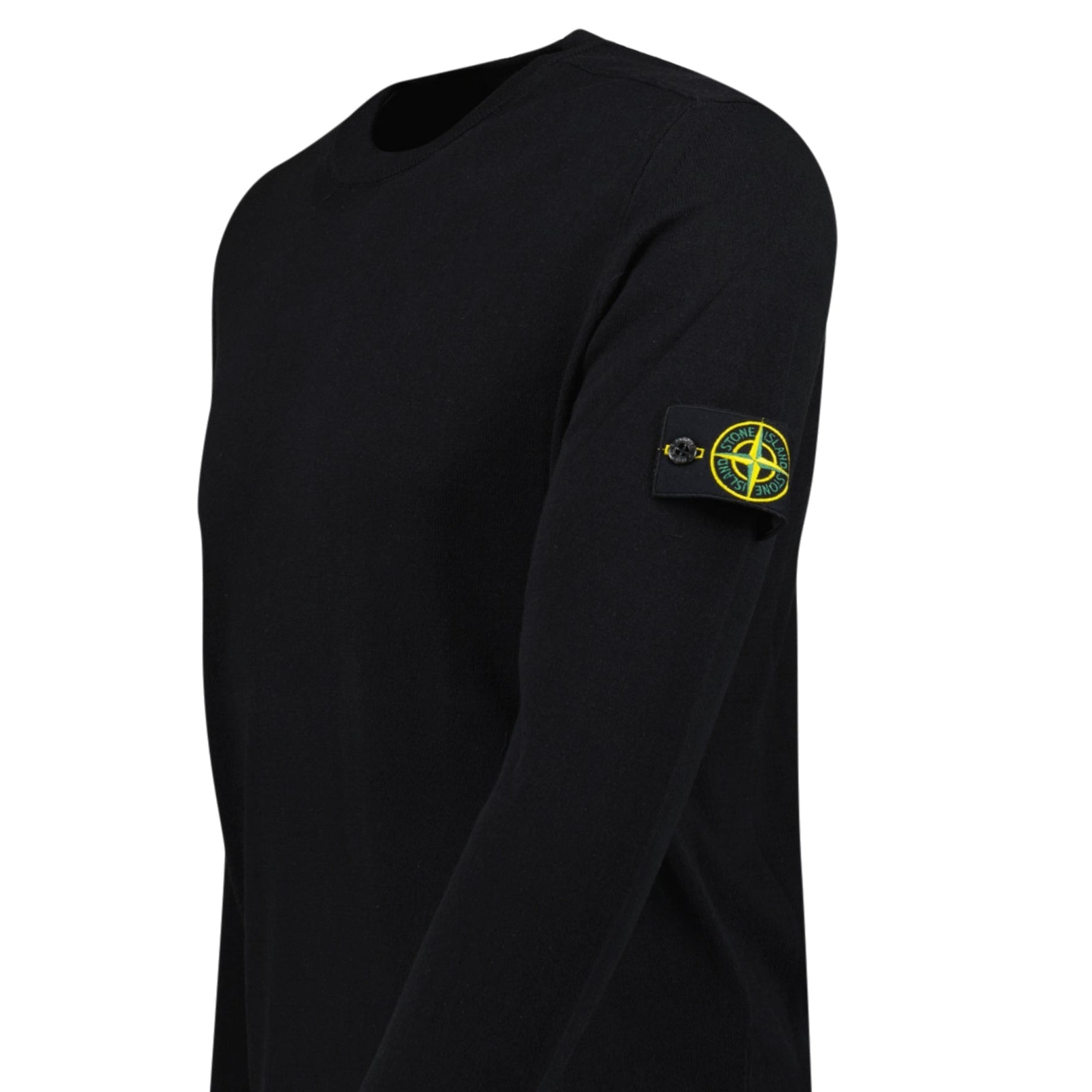 Stone Island Compass Badge Light Raw Hand Organic Cotton Jumper in Black