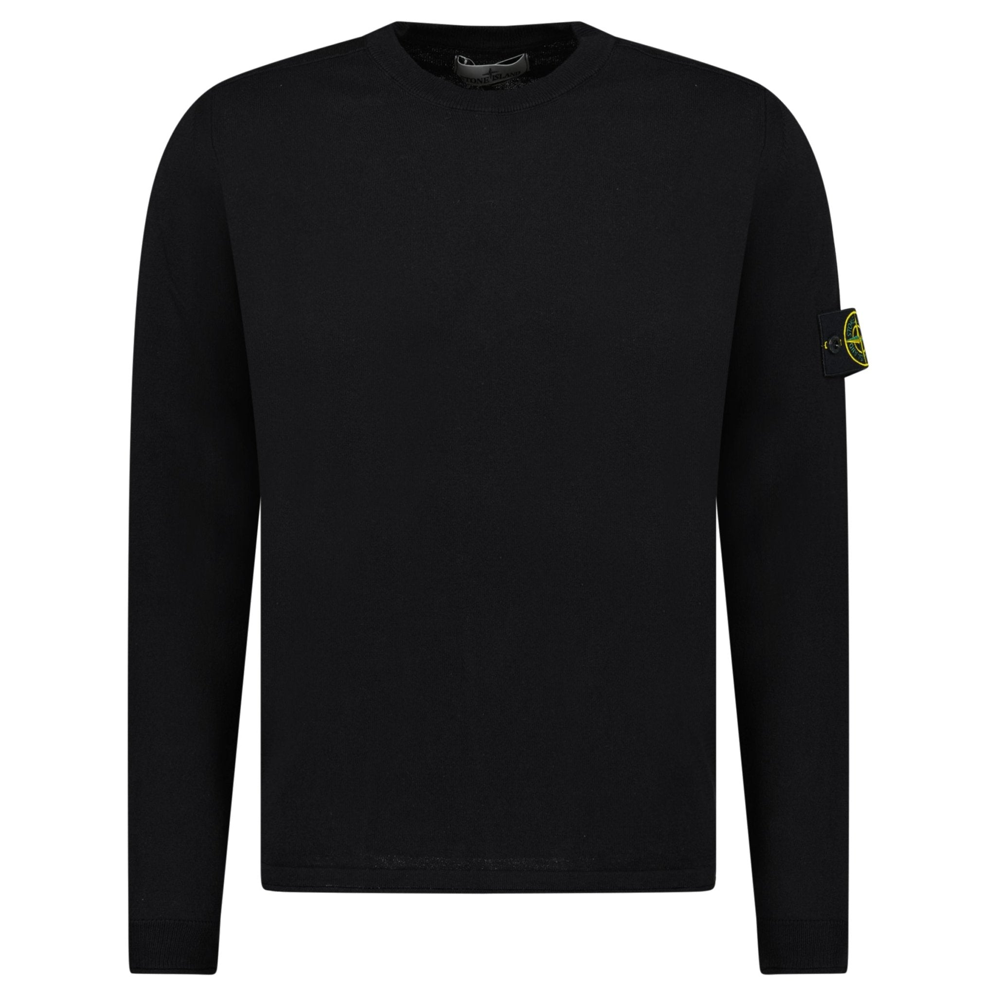 Stone Island Compass Badge Light Raw Hand Organic Cotton Jumper in Black