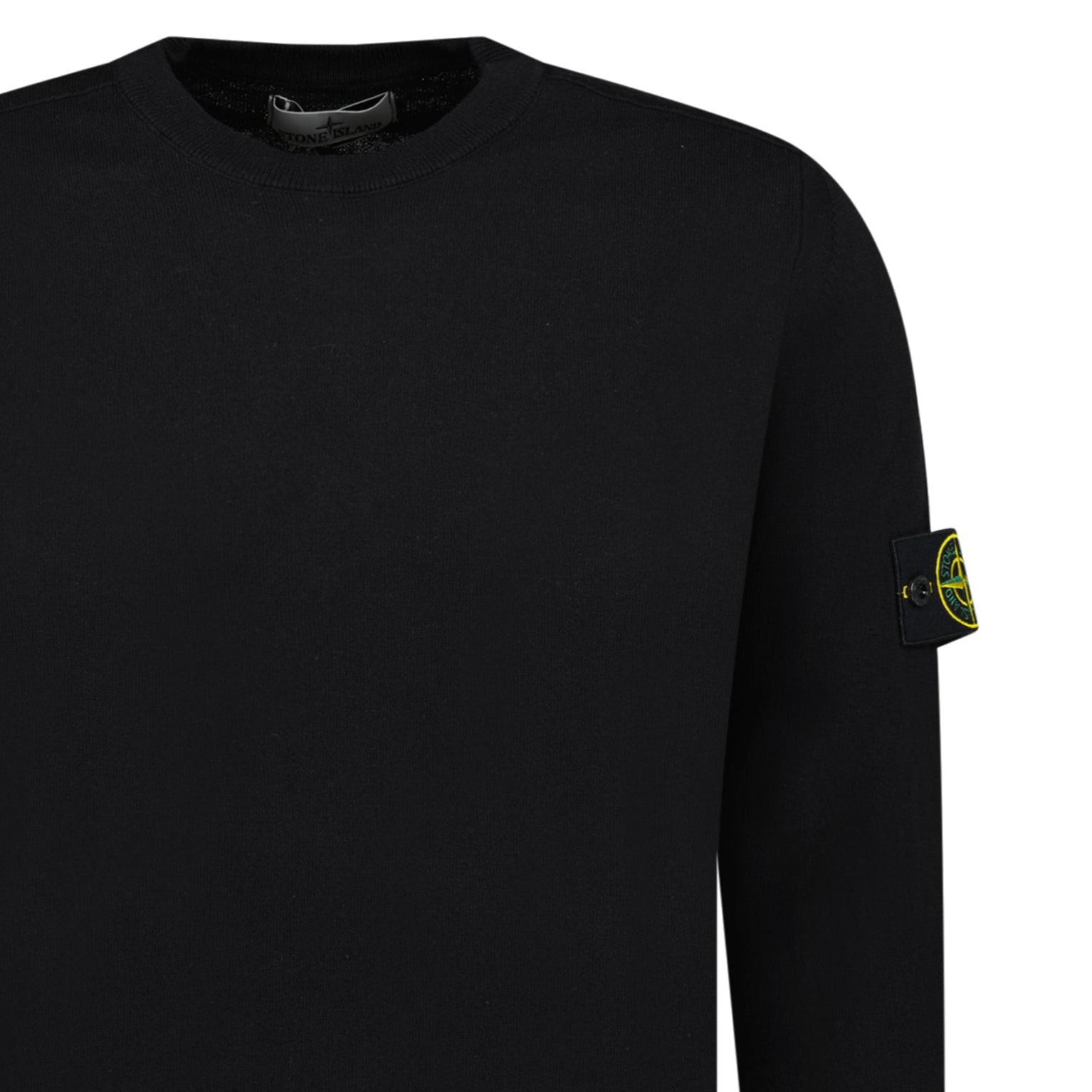 Stone Island Compass Badge Light Raw Hand Organic Cotton Jumper in Black