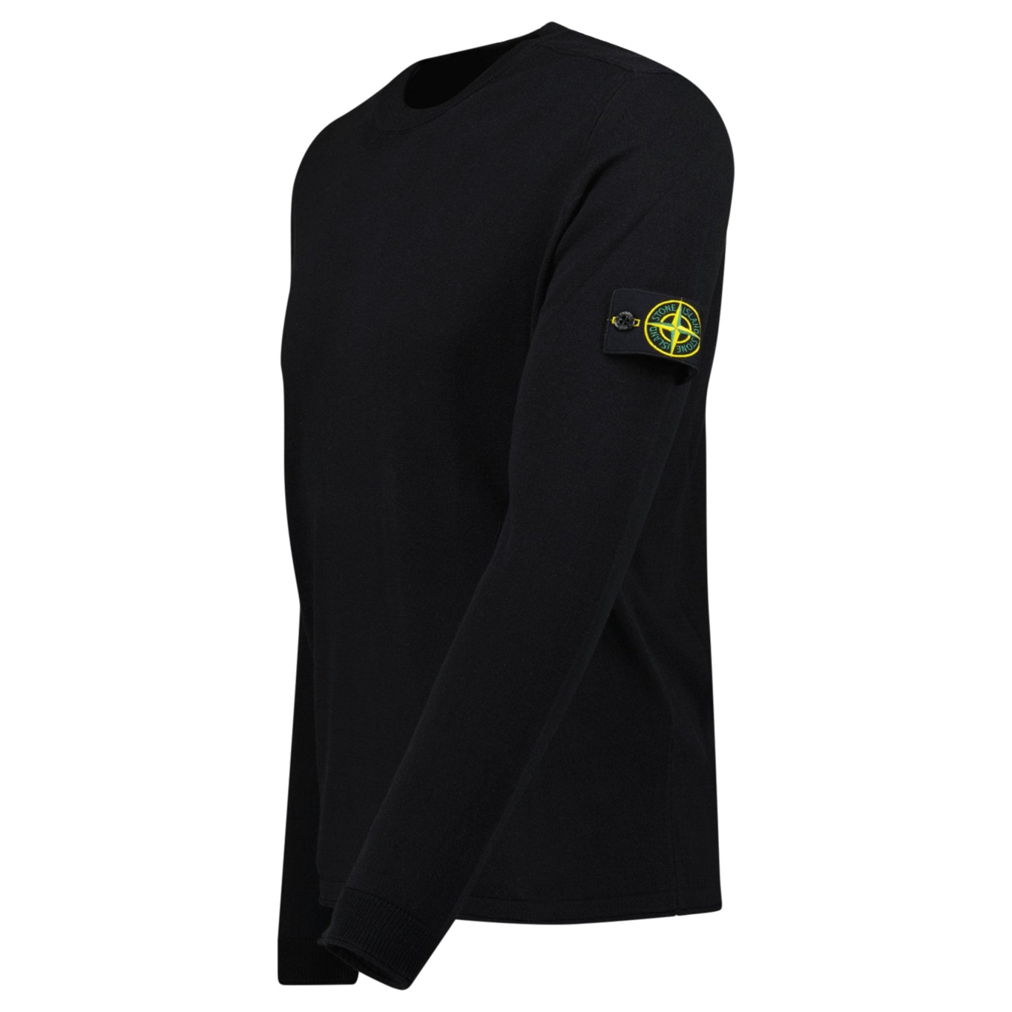 Stone Island Compass Badge Light Raw Hand Organic Cotton Jumper in Black