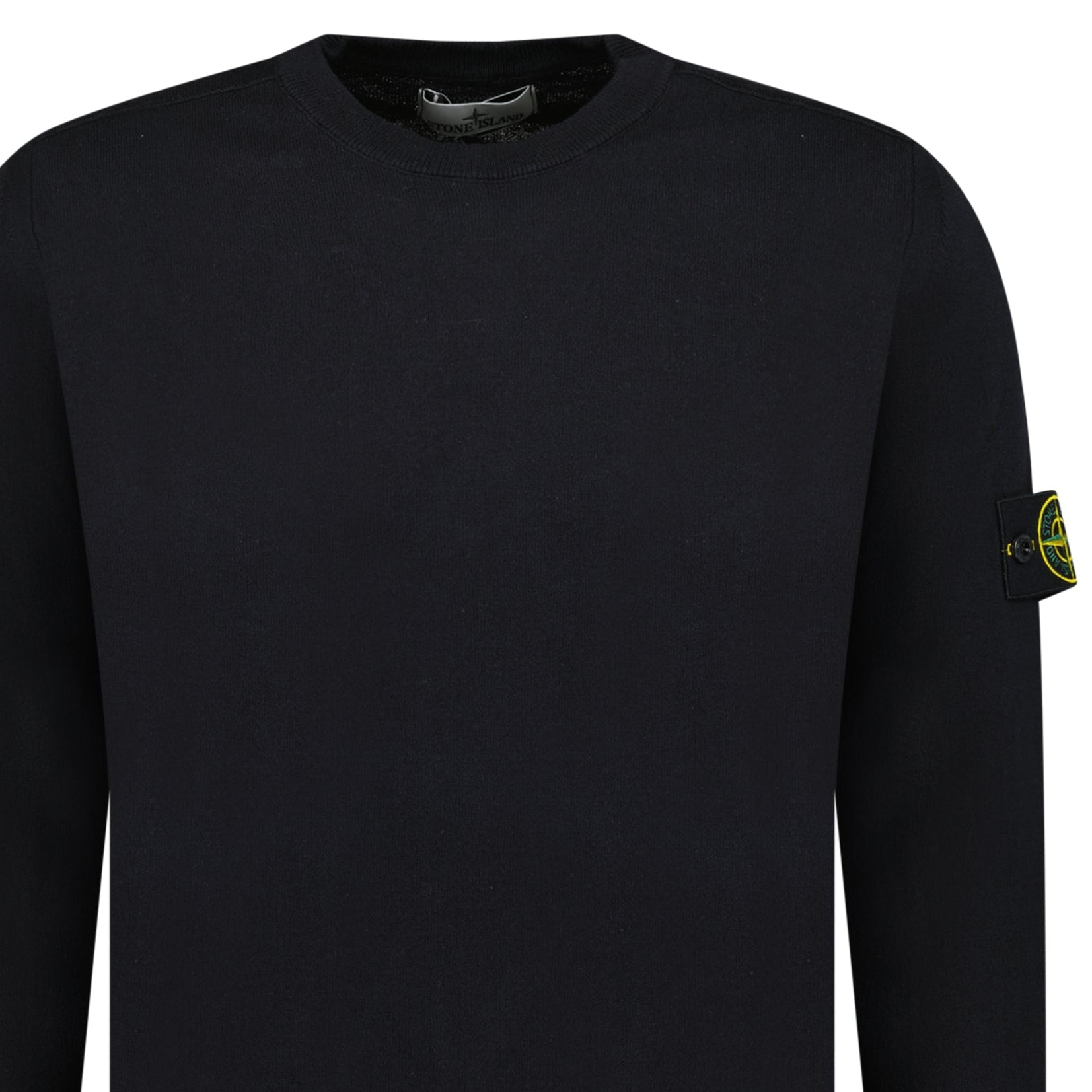 Stone Island Compass Badge Light Raw Hand Organic Cotton Jumper in Navy