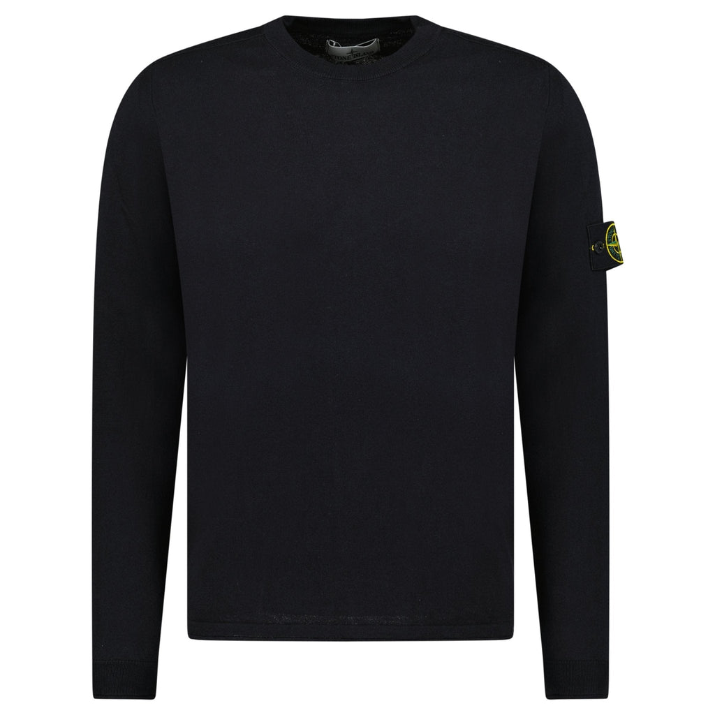 Stone Island Compass Badge Light Raw Hand Organic Cotton Jumper in Navy