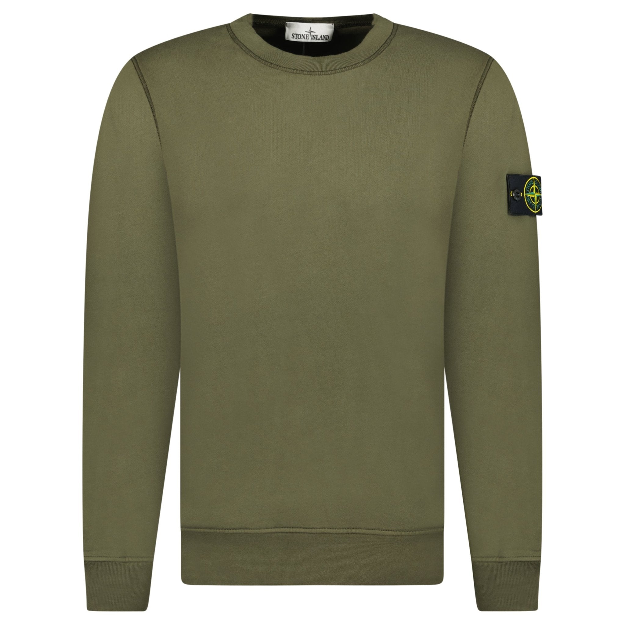 Stone Island Compass Badge Organic Cotton Crewneck Sweatshirt Military Green