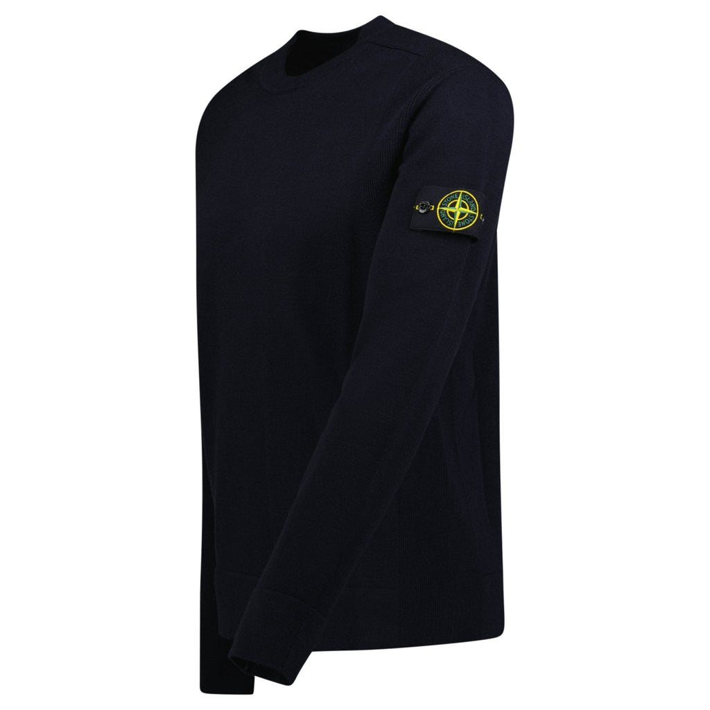Stone Island Compass-Badge Wool Blend Jumper Navy