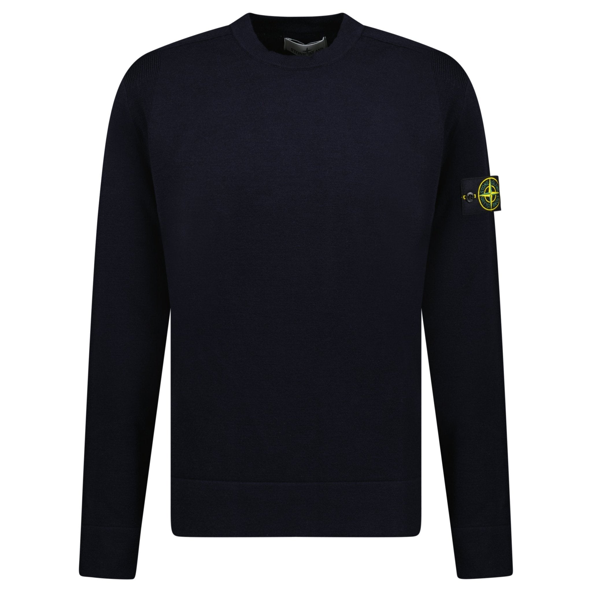 Stone Island Compass-Badge Wool Blend Jumper Navy