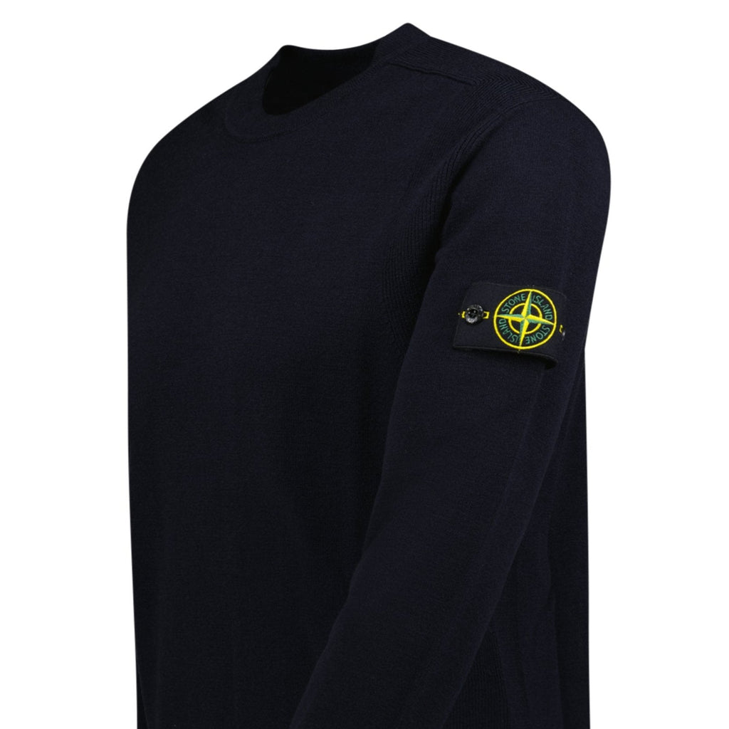 Stone Island Compass-Badge Wool Blend Jumper Navy