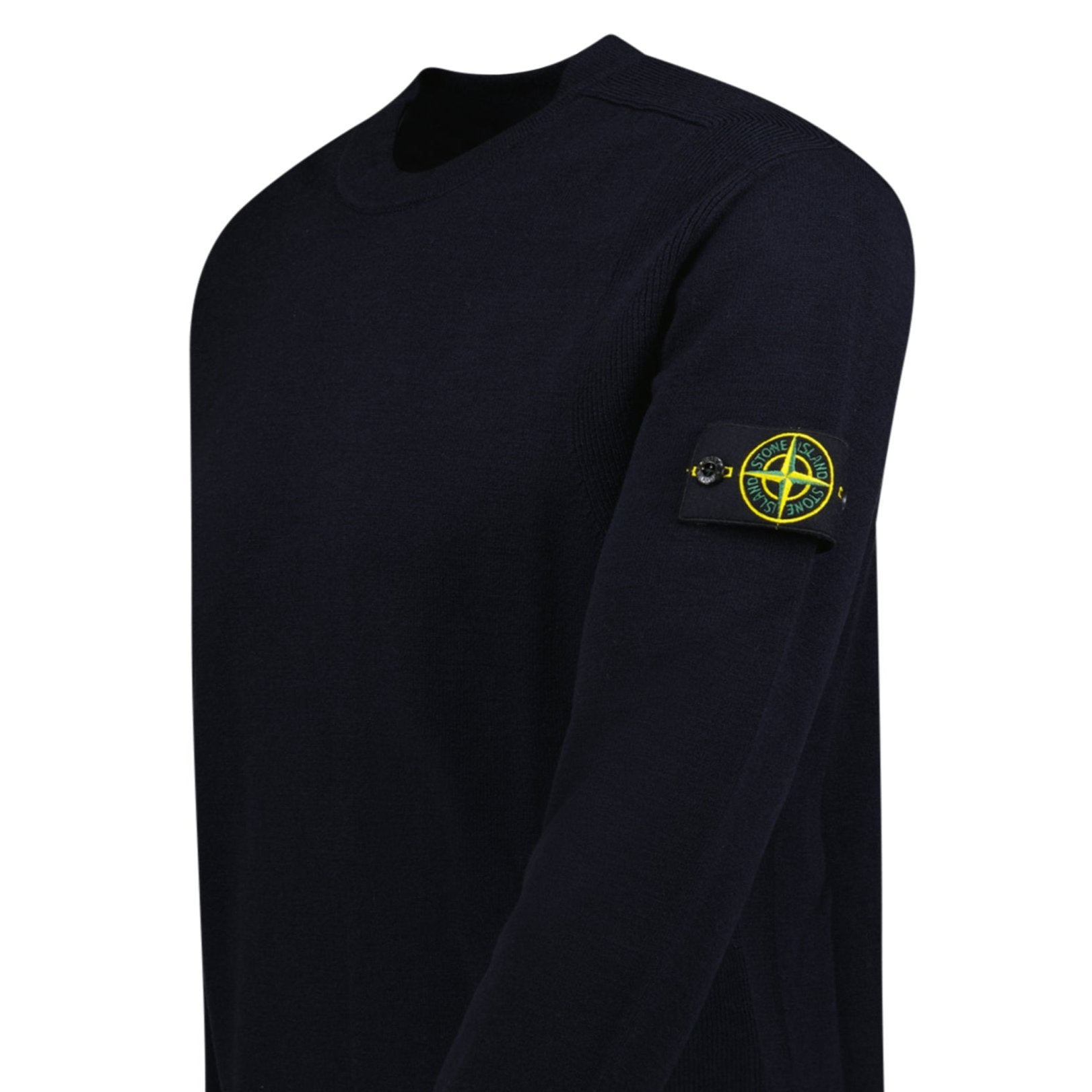 Stone Island Compass-Badge Wool Blend Jumper Navy