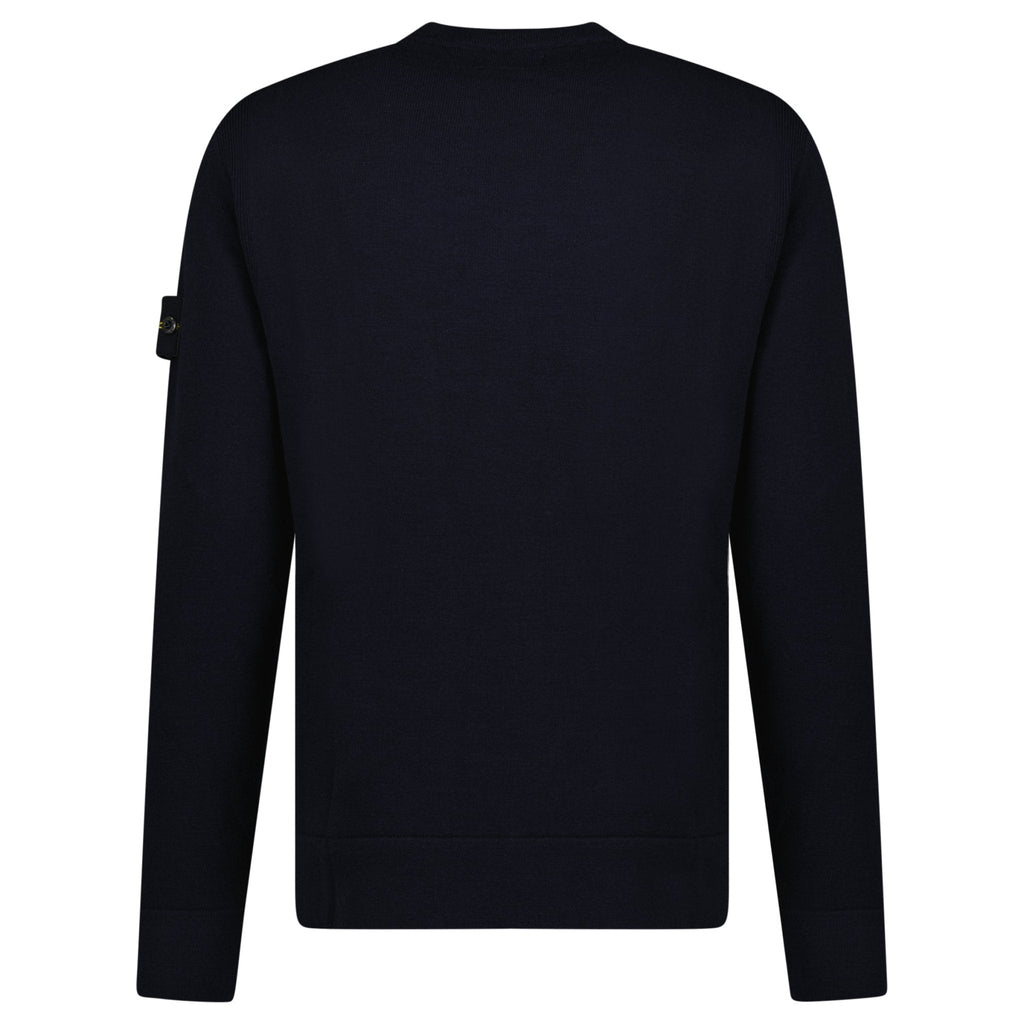 Stone Island Compass-Badge Wool Blend Jumper Navy