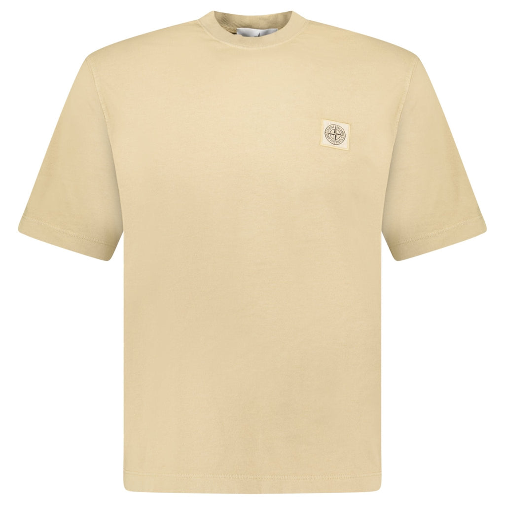 Stone Island Compass Logo Patch T-Shirt in Biscuit